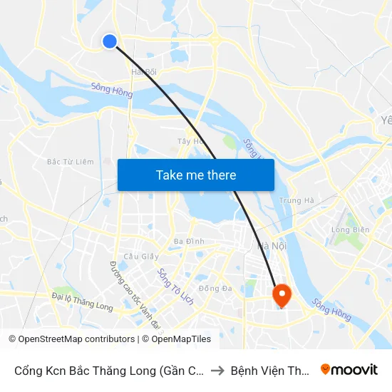 Cổng Kcn Bắc Thăng Long (Gần Cầu Vượt Bộ Hành) to Bệnh Viện Thanh Nhàn map