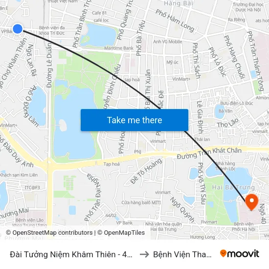 Đài Tưởng Niệm Khâm Thiên - 45 Khâm Thiên to Bệnh Viện Thanh Nhàn map