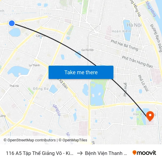 116 A5 Tập Thể Giảng Võ - Kim Mã to Bệnh Viện Thanh Nhàn map