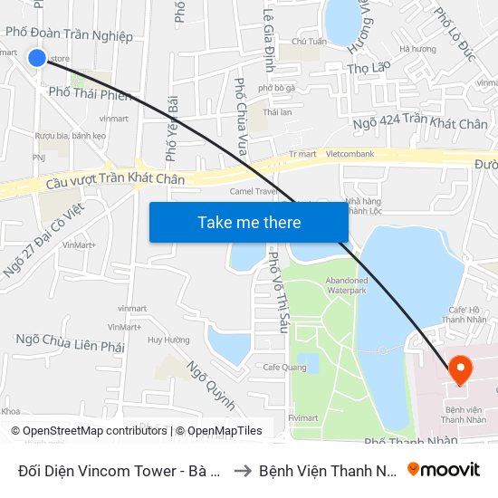 Đối Diện Vincom Tower - Bà Triệu to Bệnh Viện Thanh Nhàn map