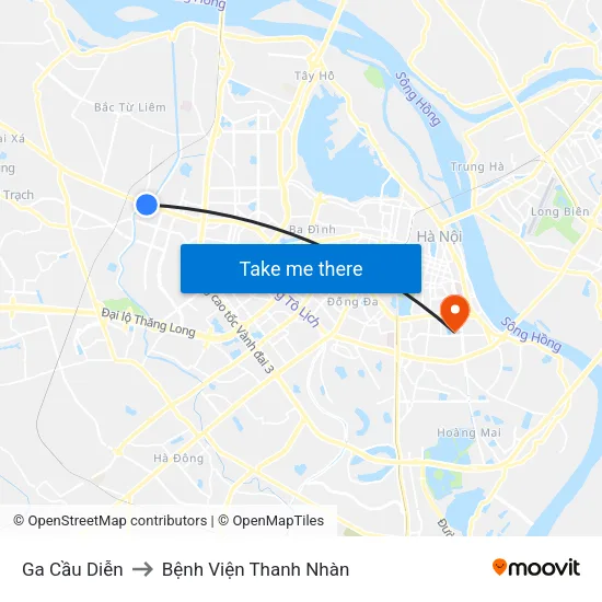Ga Cầu Diễn to Bệnh Viện Thanh Nhàn map