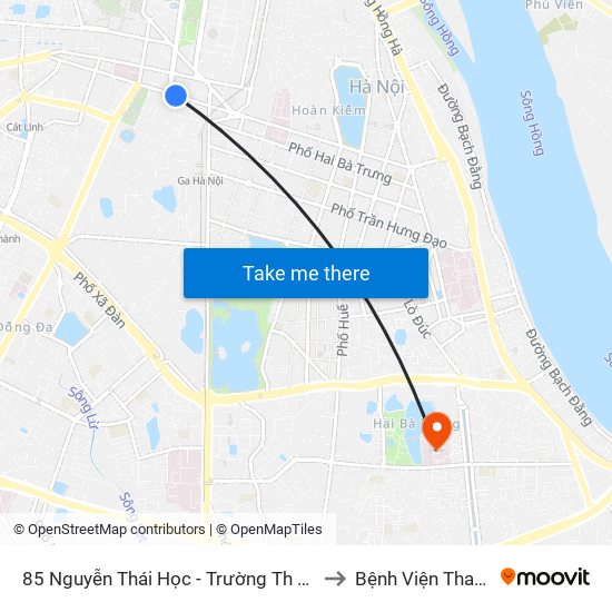 85 Nguyễn Thái Học - Trường Th Lý Thường Kiệt to Bệnh Viện Thanh Nhàn map