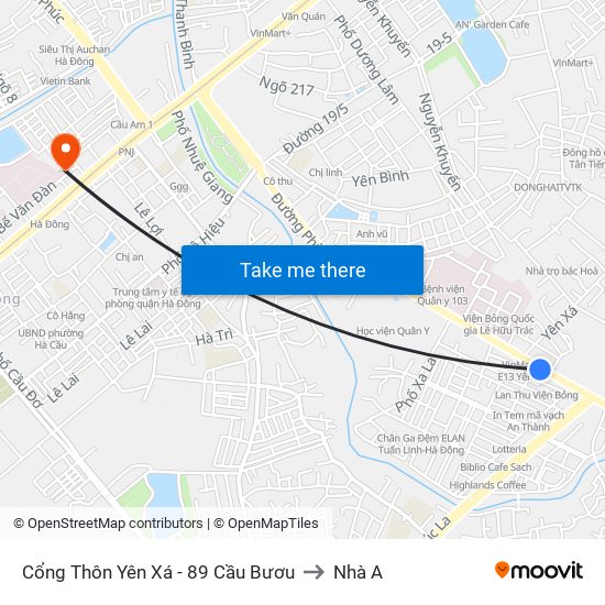 Cổng Thôn Yên Xá - 89 Cầu Bươu to Nhà A map