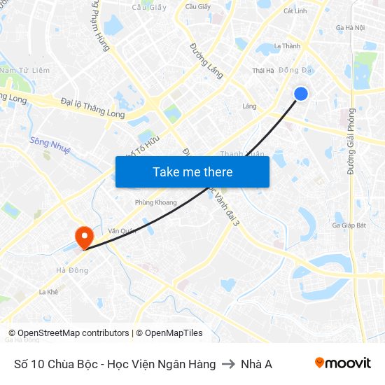 Số 10 Chùa Bộc - Học Viện Ngân Hàng to Nhà A map