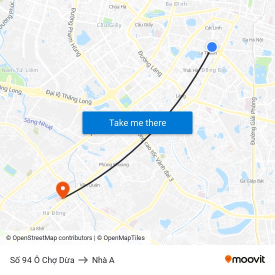 Số 94 Ô Chợ Dừa to Nhà A map