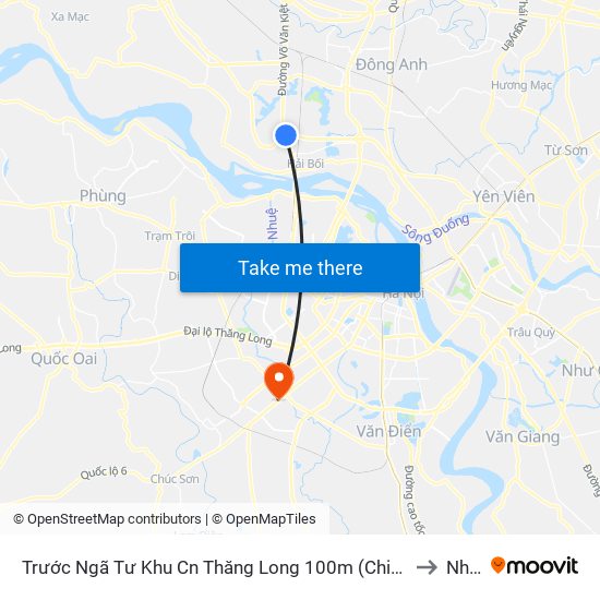 Trước Ngã Tư Khu Cn Thăng Long 100m (Chiều Nội Bài - Hà Nội) to Nhà A map