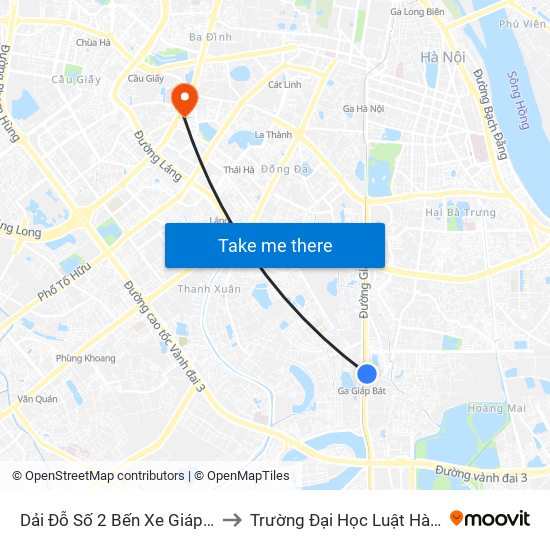 Dải Đỗ Số 2 Bến Xe Giáp Bát to Trường Đại Học Luật Hà Nội map