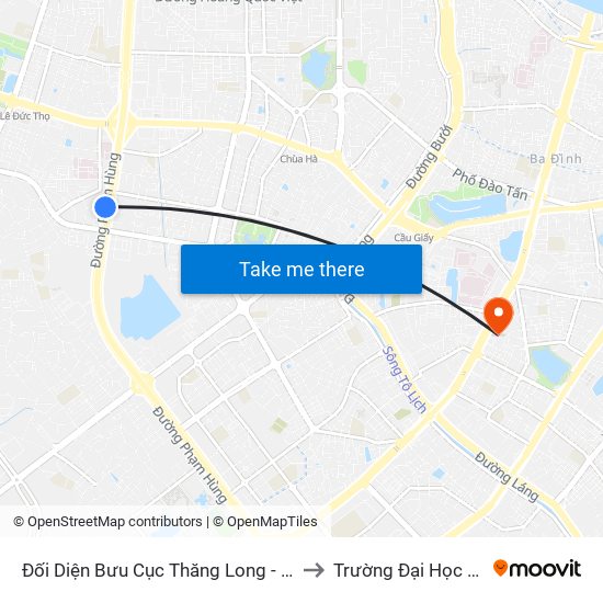 Đối Diện Bưu Cục Thăng Long - Đường Phạm Hùng to Trường Đại Học Luật Hà Nội map