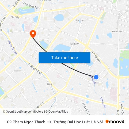 109 Phạm Ngọc Thạch to Trường Đại Học Luật Hà Nội map