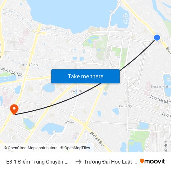 E3.1 Điểm Trung Chuyển Long Biên to Trường Đại Học Luật Hà Nội map