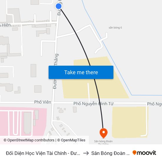 Đối Diện Học Viện Tài Chính - Đường Đức Thắng to Sân Bóng Đoàn Thị Điểm map