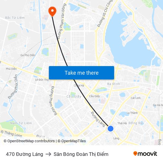 470 Đường Láng to Sân Bóng Đoàn Thị Điểm map