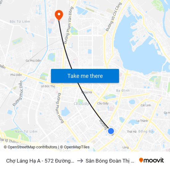 Chợ Láng Hạ A - 572 Đường Láng to Sân Bóng Đoàn Thị Điểm map