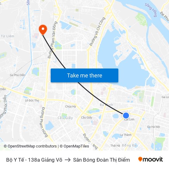 Bộ Y Tế - 138a Giảng Võ to Sân Bóng Đoàn Thị Điểm map