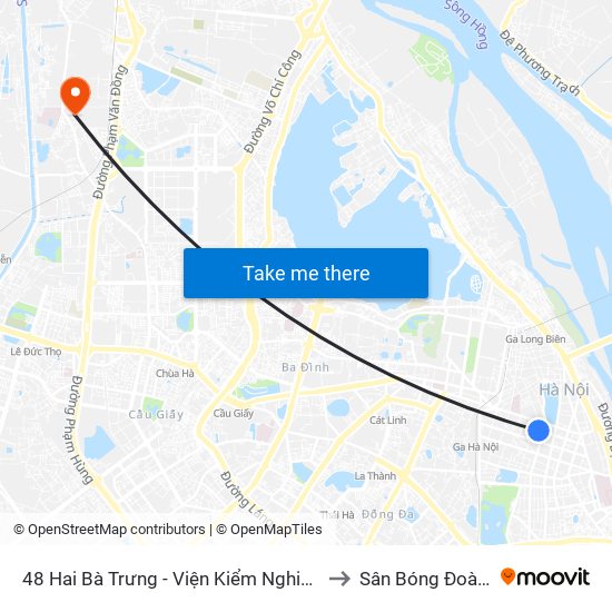 48 Hai Bà Trưng - Viện Kiểm Nghiệm Thuốc Trung Ương to Sân Bóng Đoàn Thị Điểm map