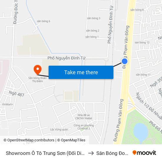 Showroom Ô Tô Trung Sơn (Đối Diện 315 Phạm Văn Đồng) to Sân Bóng Đoàn Thị Điểm map