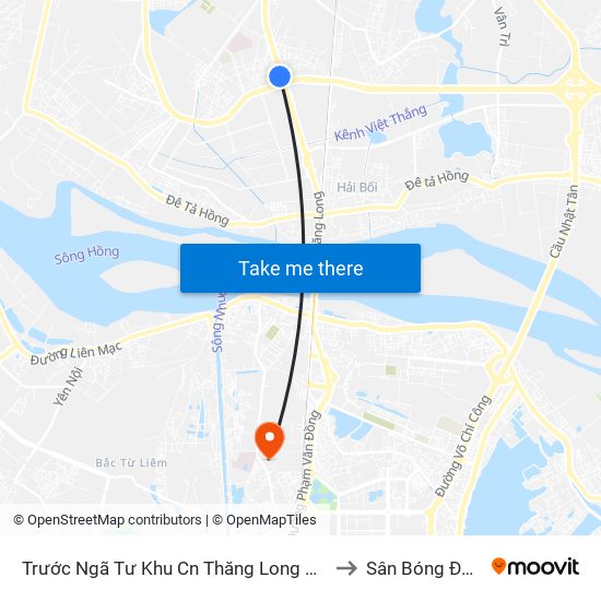 Trước Ngã Tư Khu Cn Thăng Long 100m (Chiều Nội Bài - Hà Nội) to Sân Bóng Đoàn Thị Điểm map