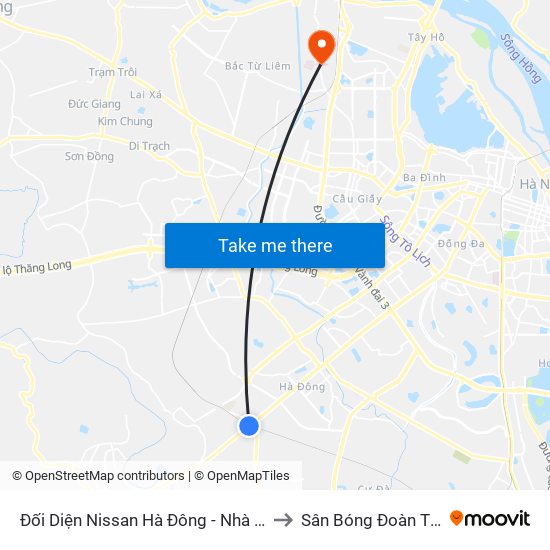 Đối Diện Nissan Hà Đông - Nhà Ga Văn Khê to Sân Bóng Đoàn Thị Điểm map
