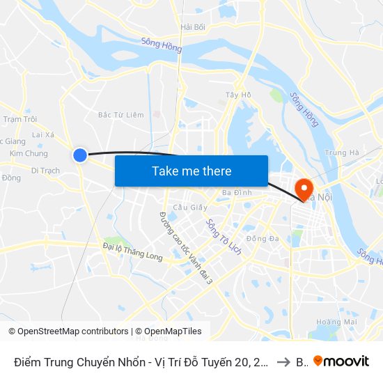 Điểm Trung Chuyển Nhổn - Vị Trí Đỗ Tuyến 20, 29, 32 (Chiều Sơn Tây - Hà Nội)- Đường 32 to B10 map