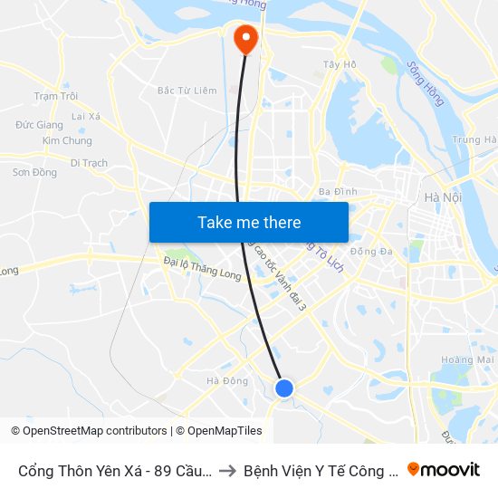 Cổng Thôn Yên Xá - 89 Cầu Bươu to Bệnh Viện Y Tế Công Cộng map