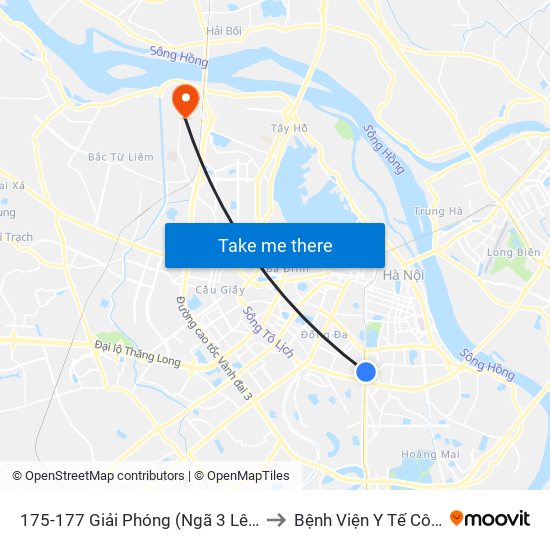 175-177 Giải Phóng (Ngã 3 Lê Thanh Nghị) to Bệnh Viện Y Tế Công Cộng map