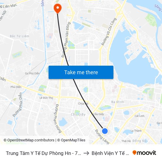 Trung Tâm Y Tế Dự Phòng Hn - 70 Nguyễn Chí Thanh to Bệnh Viện Y Tế Công Cộng map