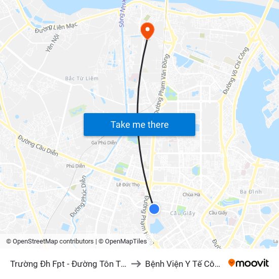 Trường Đh Fpt - Đường Tôn Thất Thuyết to Bệnh Viện Y Tế Công Cộng map