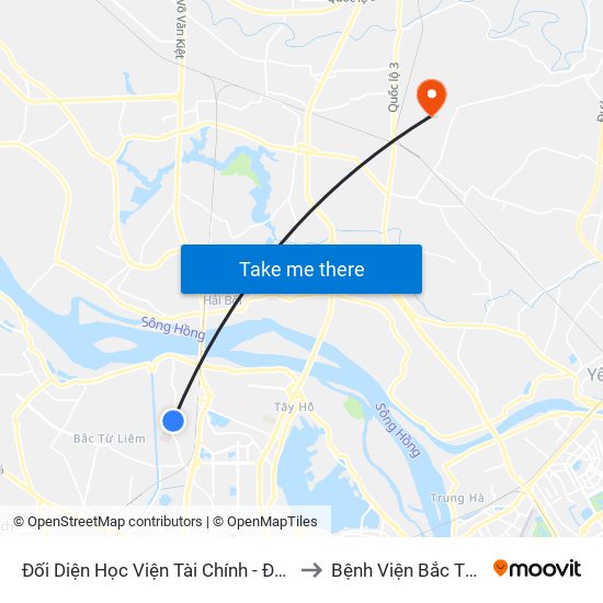 Đối Diện Học Viện Tài Chính - Đường Đức Thắng to Bệnh Viện Bắc Thăng Long map