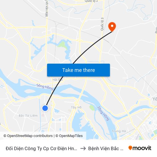 Đối Diện Công Ty Cp Cơ Điện Hn- Đường Đức Thắng to Bệnh Viện Bắc Thăng Long map