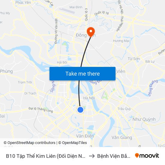 B10 Tập Thể Kim Liên (Đối Diện Ngõ 46b Phạm Ngọc Thạch) to Bệnh Viện Bắc Thăng Long map