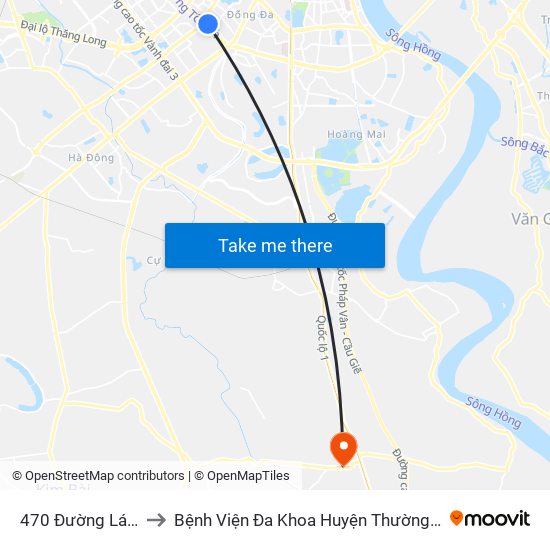 470 Đường Láng to Bệnh Viện Đa Khoa Huyện Thường Tín map