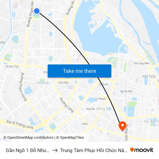 Gần Ngõ 1 Đỗ Nhuận to Trung Tâm Phục Hồi Chức Năng map