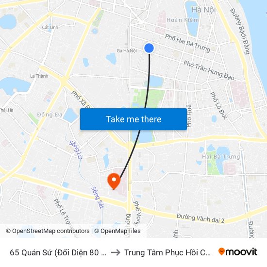 65 Quán Sứ (Đối Diện 80 Quán Sứ) to Trung Tâm Phục Hồi Chức Năng map