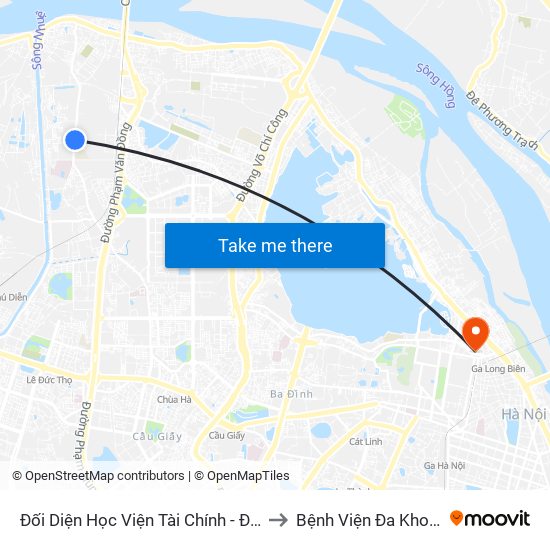 Đối Diện Học Viện Tài Chính - Đường Đức Thắng to Bệnh Viện Đa Khoa Hoè Nhai map