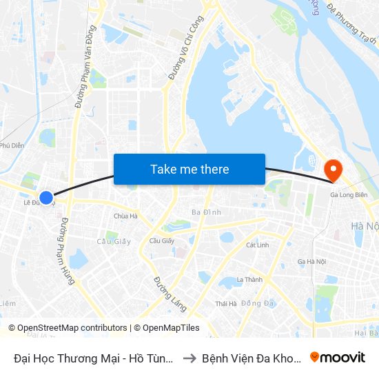 Đại Học Thương Mại - Hồ Tùng Mậu (Cột Sau) to Bệnh Viện Đa Khoa Hoè Nhai map