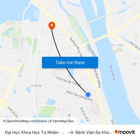 Đại Học Khoa Học Tự Nhiên - 19 Lê Thánh Tông to Bệnh Viện Đa Khoa Hoè Nhai map