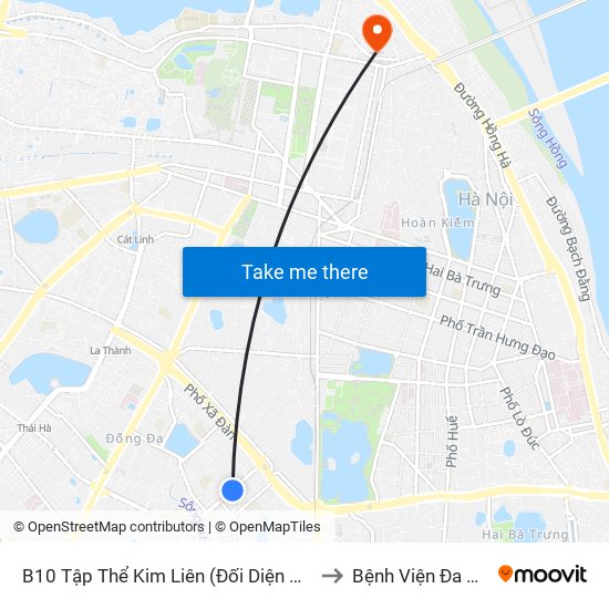 B10 Tập Thể Kim Liên (Đối Diện Ngõ 46b Phạm Ngọc Thạch) to Bệnh Viện Đa Khoa Hoè Nhai map