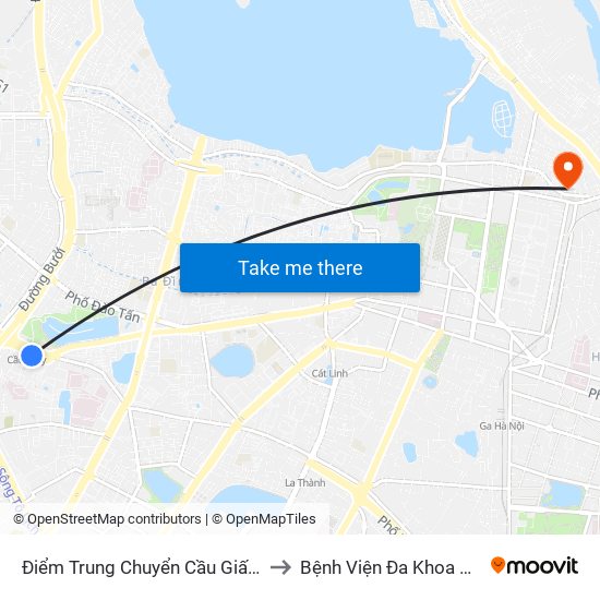 Điểm Trung Chuyển Cầu Giấy - Gtvt 02 to Bệnh Viện Đa Khoa Hoè Nhai map