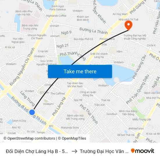Đối Diện Chợ Láng Hạ B - 564 Đường Láng to Trường Đại Học Văn Hoá Hà Nội map