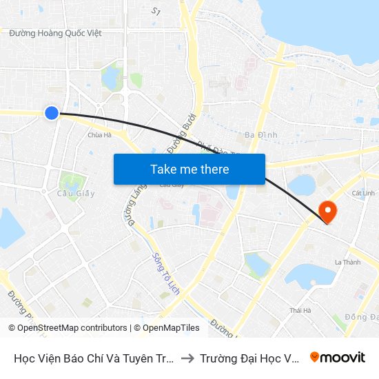 Học Viện Báo Chí Và Tuyên Truyền - 36 Xuân Thủy to Trường Đại Học Văn Hoá Hà Nội map