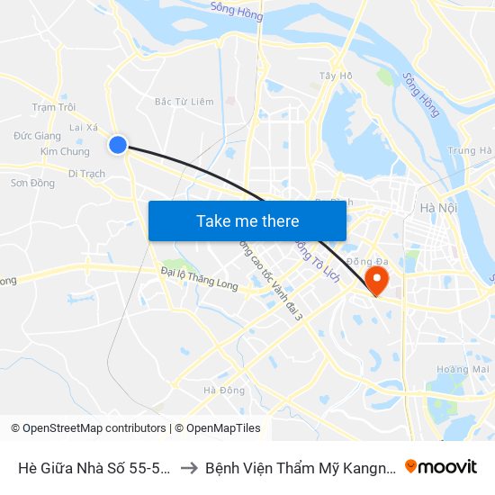 Hè Giữa Nhà Số 55-57 Phố Nhổn to Bệnh Viện Thẩm Mỹ Kangnam Hàn Quốc map