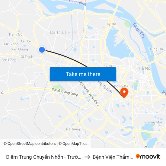 Điểm Trung Chuyển Nhổn - Trường Đại Học Công Nghiệp Hà Nội - Đường 32 to Bệnh Viện Thẩm Mỹ Kangnam Hàn Quốc map