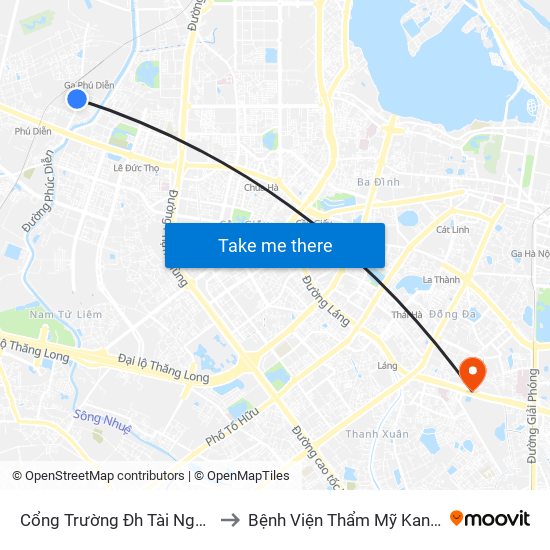 Cổng Trường Đh Tài Nguyên Môi Trường to Bệnh Viện Thẩm Mỹ Kangnam Hàn Quốc map