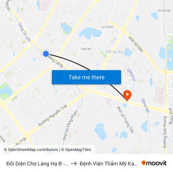 Đối Diện Chợ Láng Hạ B - 564 Đường Láng to Bệnh Viện Thẩm Mỹ Kangnam Hàn Quốc map