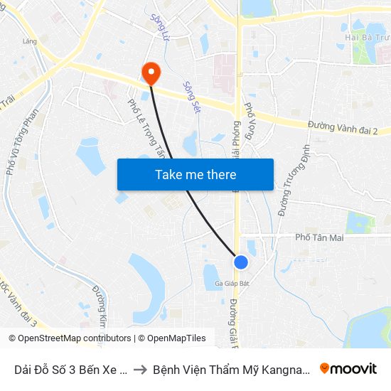 Dải Đỗ Số 3 Bến Xe Giáp Bát to Bệnh Viện Thẩm Mỹ Kangnam Hàn Quốc map