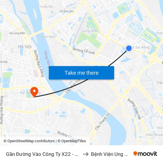 Gần Đường Vào Công Ty X22 - 705 Nguyễn Văn Linh to Bệnh Viện Ung Bướu Hà Nội map