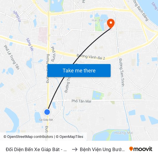 Đối Diện Bến Xe Giáp Bát - Giải Phóng to Bệnh Viện Ung Bướu Hà Nội map