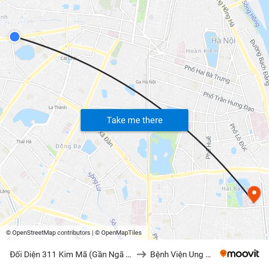 Đối Diện 311 Kim Mã (Gần Ngã 4 Kim Mã - Vạn Bảo) to Bệnh Viện Ung Bướu Hà Nội map