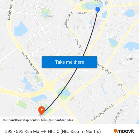 593 - 595 Kim Mã to Nhà C (Nhà Điều Trị Nội Trú) map