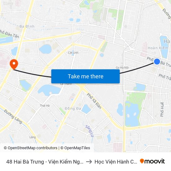 48 Hai Bà Trưng - Viện Kiểm Nghiệm Thuốc Trung Ương to Học Viện Hành Chính Quốc Gia map